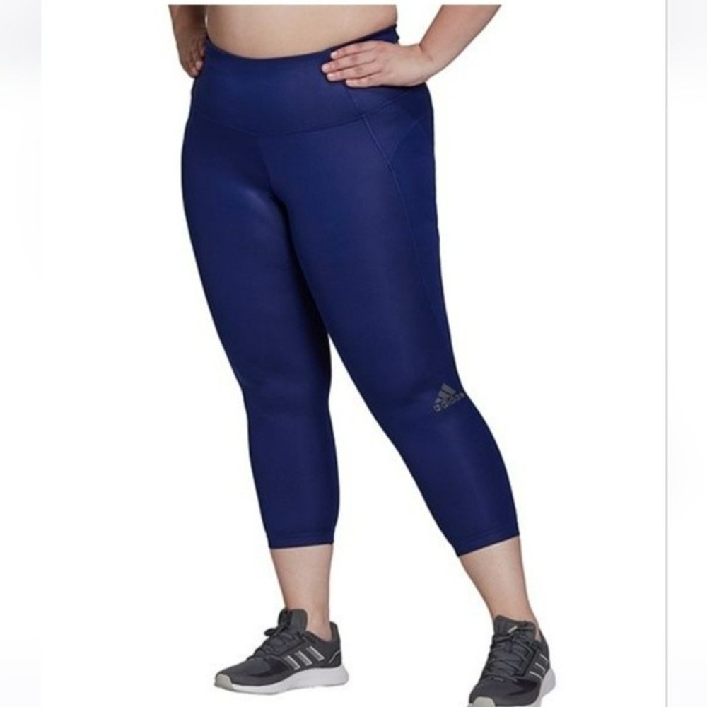 💝2/$30 ADIDAS X ZOE SALDANA AEROREADY SHINE TIGHTS -Plus Size 3X Victory Blue